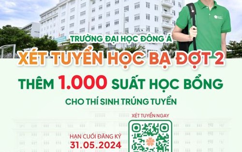 Đại học Đông Á xét tuyển theo phương thức xét điểm học bạ THPT đợt 2 đến hết ngày 31/5/2024
